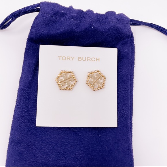 Milgrain Hex Stud Earrings - Picture 9 of 9